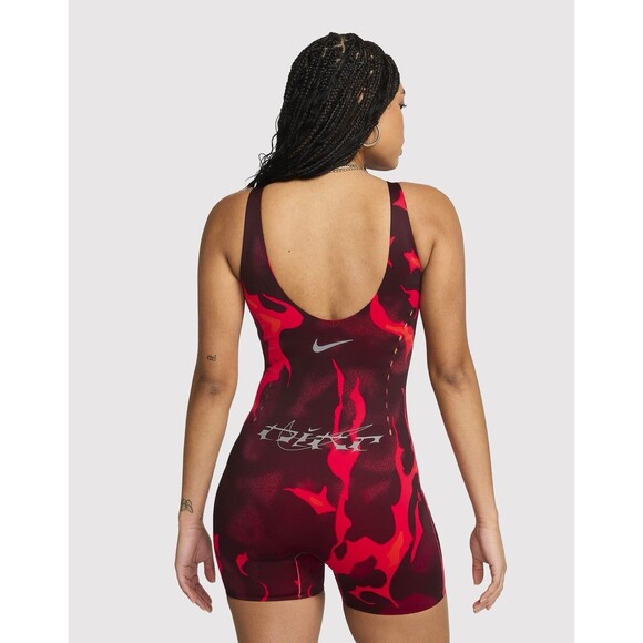 Nike Women's Bodysuit Size XS  Megan Thee Stallion Athletic Red Flame Print - Picture 5 of 9